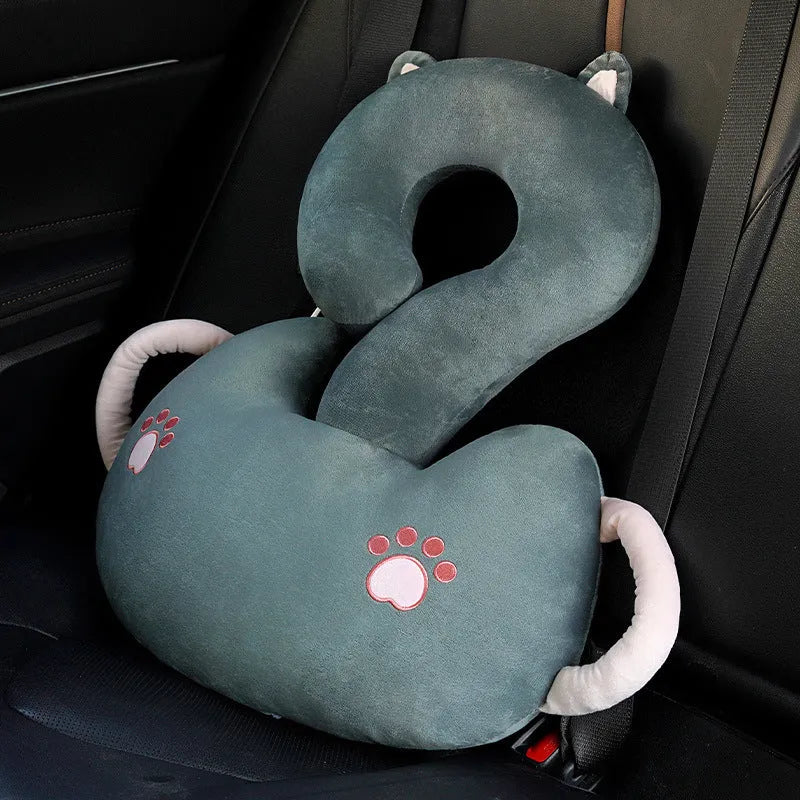 Cartoon animal cushion pillow with question mark design and hugging arms, 65cm square size