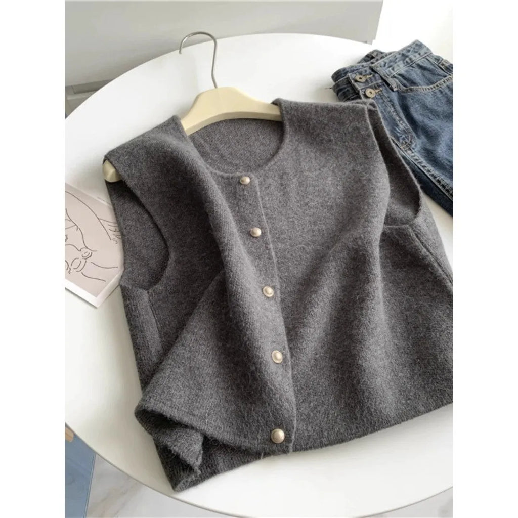 Women's casual polyester pullover jumper with half sleeves in smoky grey colour