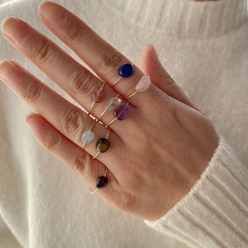Geometric women's agate ring with original design in one of eight coloured stone variants.