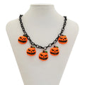 Halloween necklace with acrylic pumpkin ghost cartoon pendant on plastic chain in mixed colours