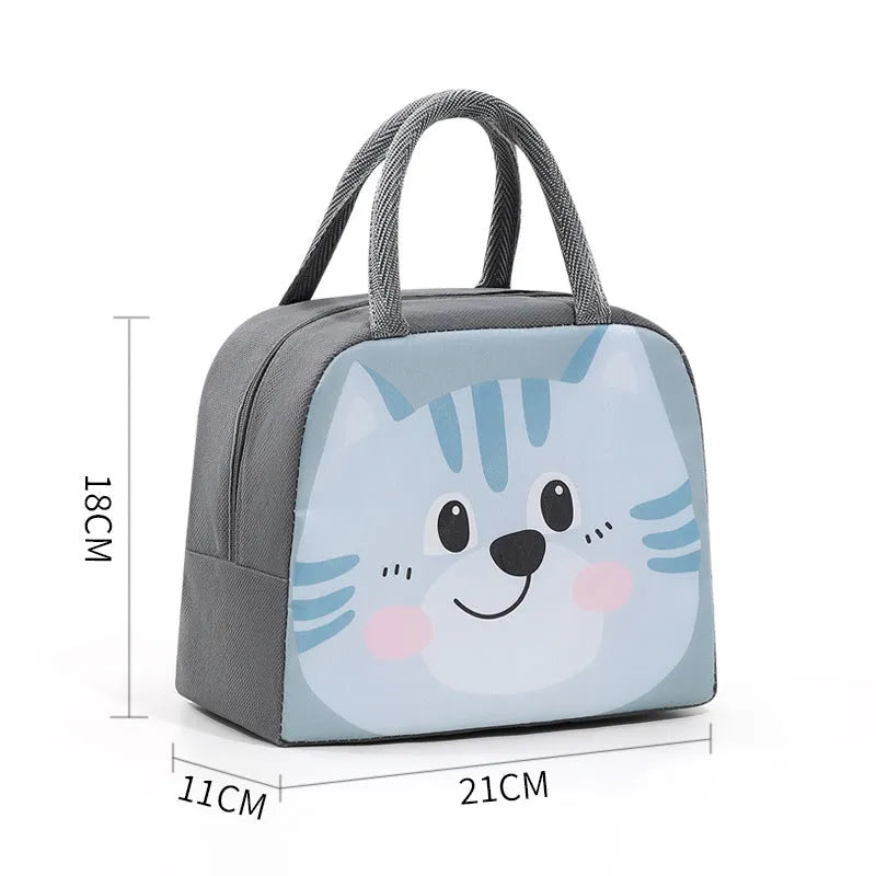 Children's insulated lunch bag with aluminium foil lining in orange bear cartoon design