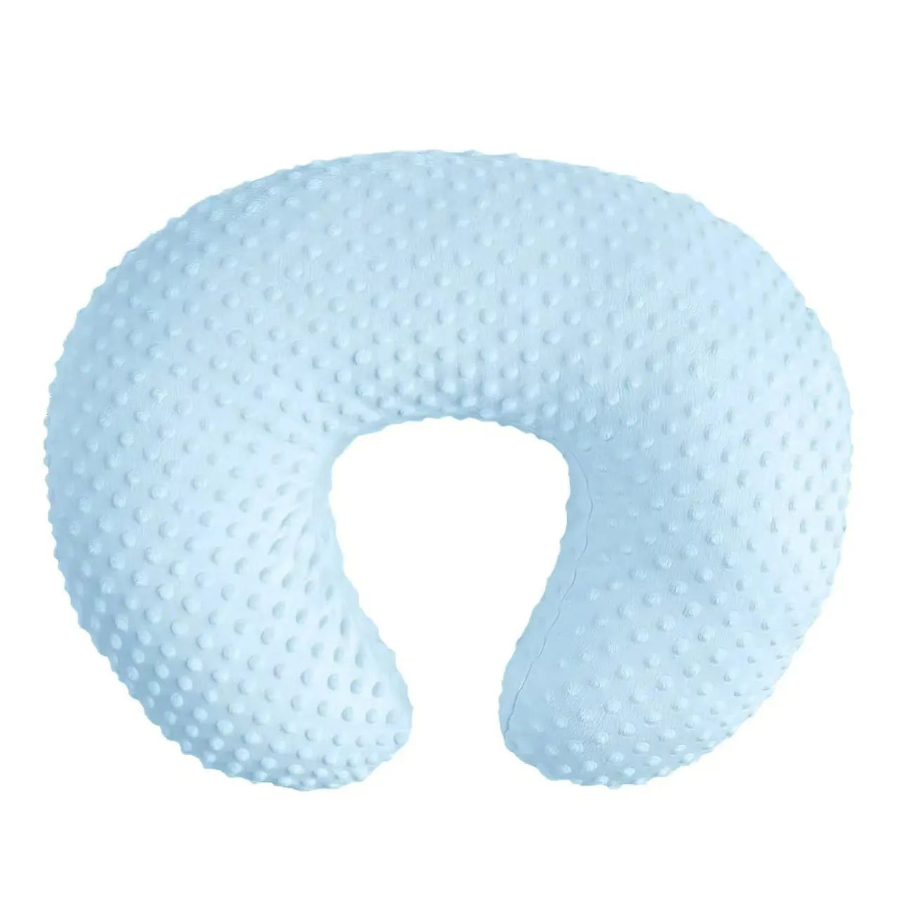 Nursing pillow with cotton-filled support and washable polyester cover in choice of colours