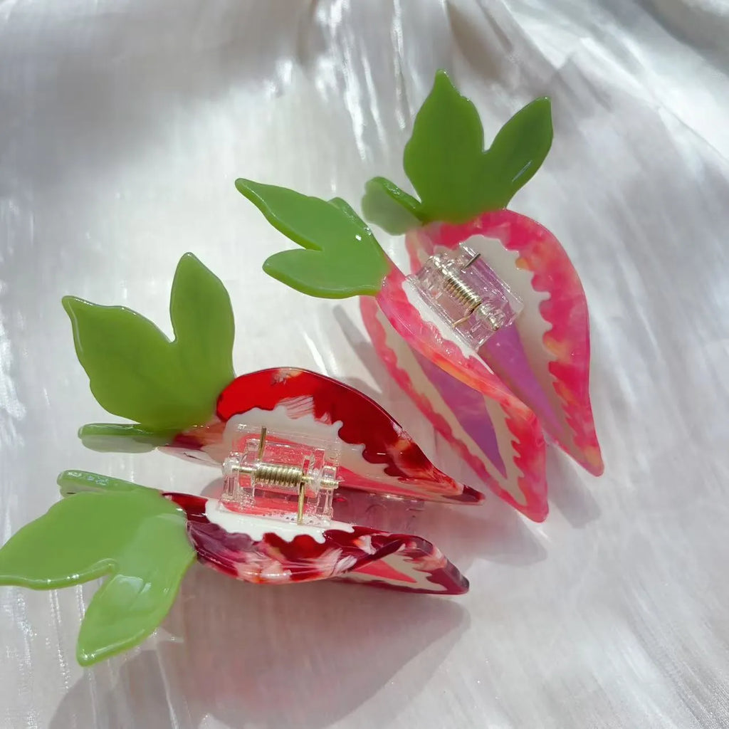 Love Honey strawberry hairpin with pastoral style design in red or pink colours