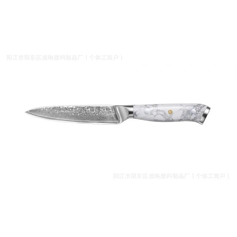 Damascus pattern VG10 steel chef's knife with 21cm blade and 11cm handle, total length 32cm