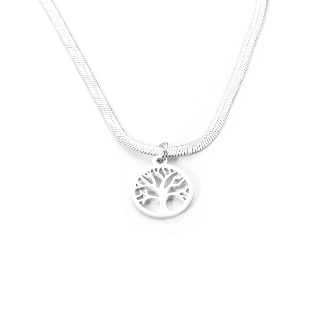 Stainless steel lucky tree necklace with adjustable chain and titanium steel pendant