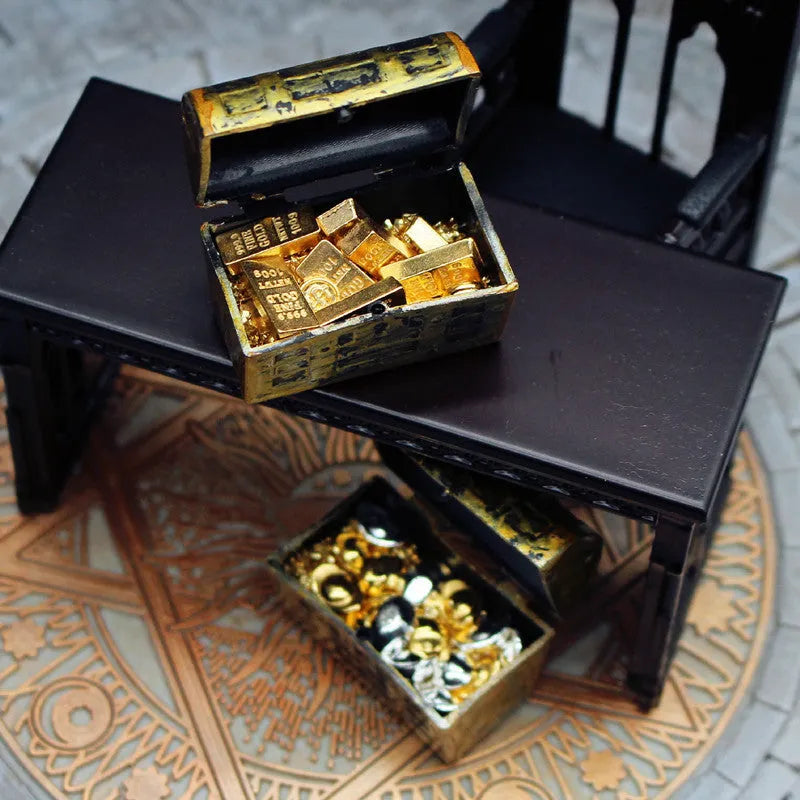 Alloy gold coin treasure box doll house miniature accessories for teenagers