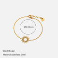 Gold geometric necklace and bracelet set with stainless steel construction and chain designs