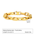 Men's stainless steel square chain bracelet in electroplated steel colour