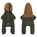 British style polyester dog waterproof jacket for small and medium breeds in khaki colour