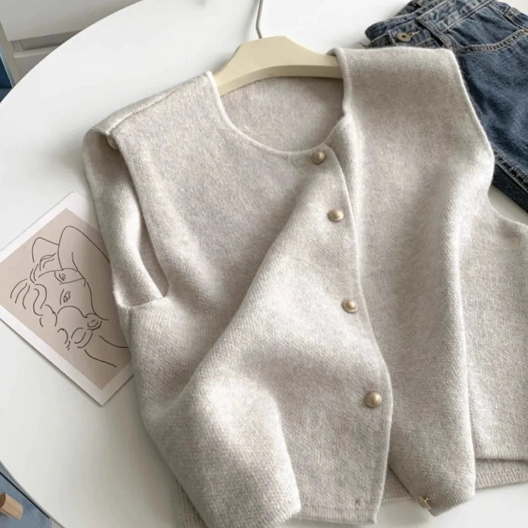 Women's casual polyester pullover jumper with half sleeves in smoky grey colour