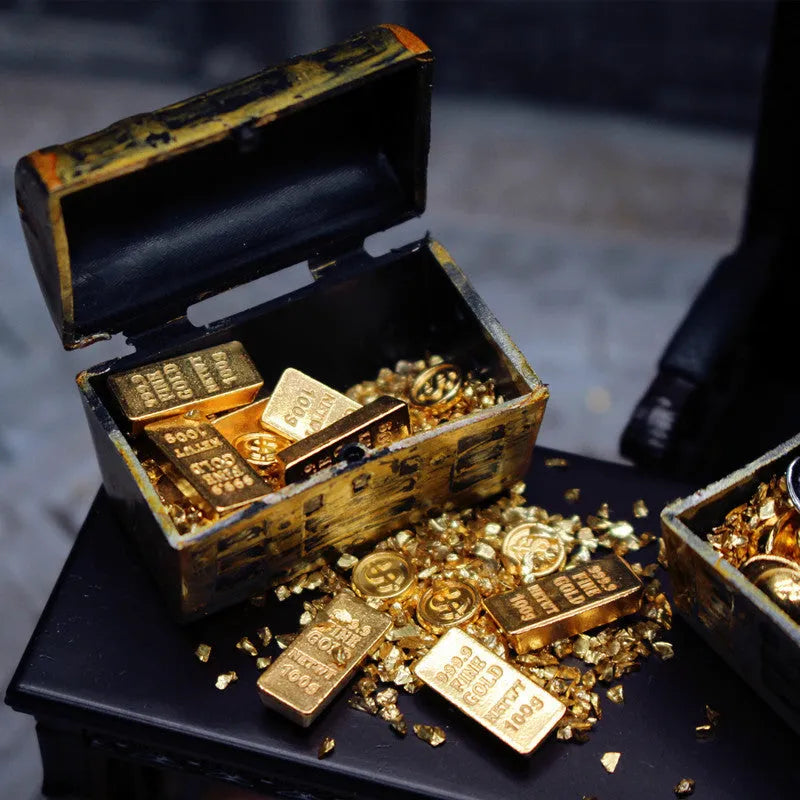Alloy gold coin treasure box doll house miniature accessories for teenagers