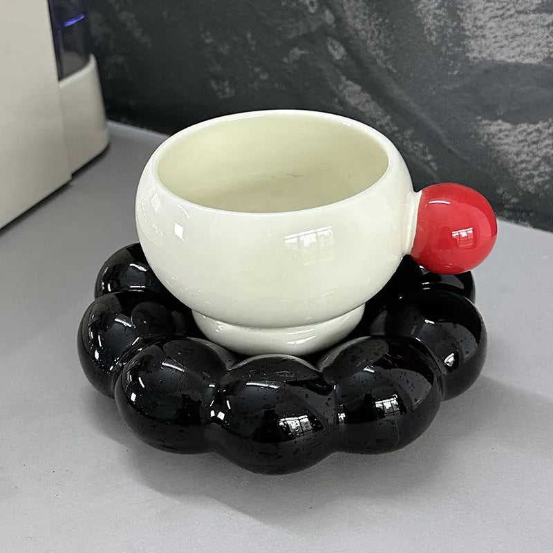 Nordic style ceramic coffee set with 250ml cup and dish in solid colour options