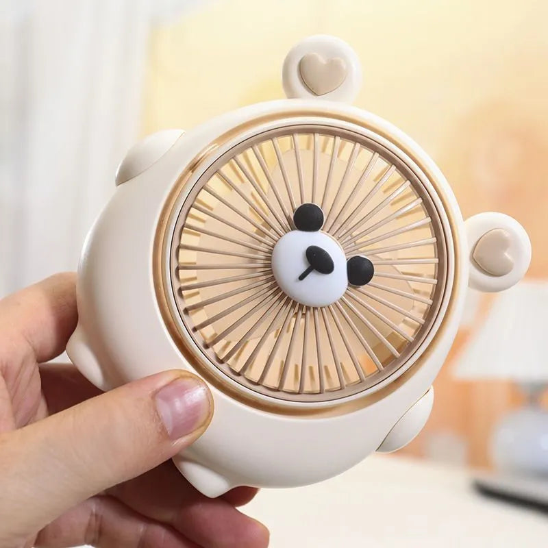 Dog-themed USB desktop electric fan showing dog design elements with three speed settings