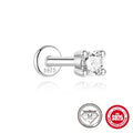 Sterling silver geometric stud earrings with petal design in platinum finish