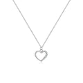 S925 sterling silver hollow heart and circle pendant necklace on a regular chain for women.