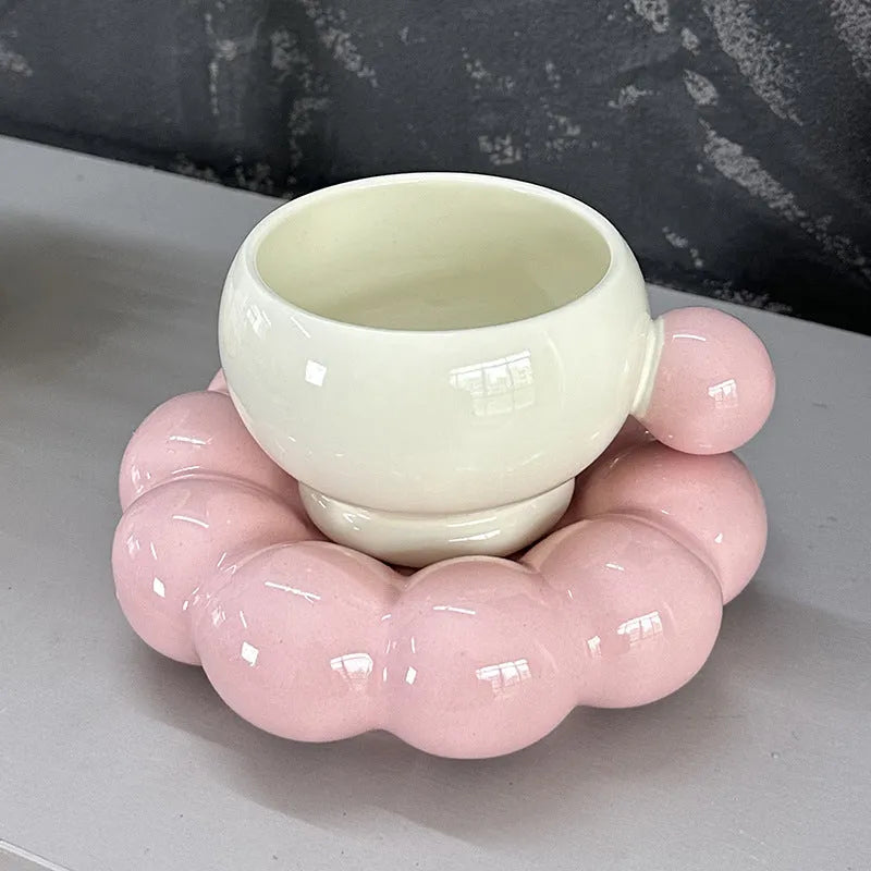 Nordic style ceramic coffee set with 250ml cup and dish in solid colour options