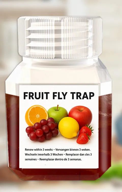 Fruit fly bait liquid bottle with specification options including with and without funnel accessories