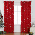 Polyester snowflake print shade curtain in red or green with modern design