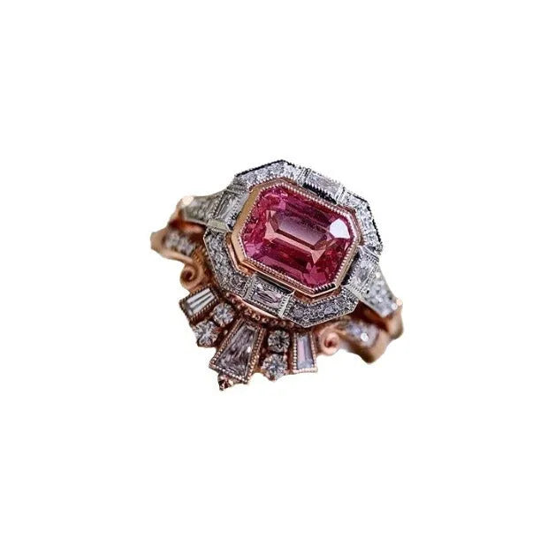 Rose gold geometric alloy women's ring in European retro style showing detailed shape and metallic finish