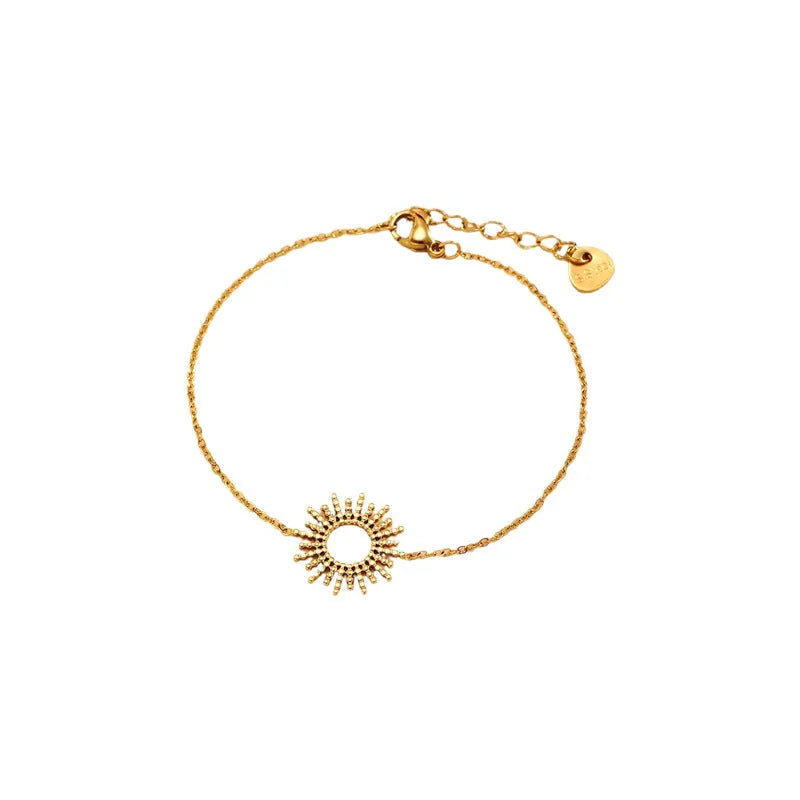 Gold geometric necklace and bracelet set with stainless steel construction and chain designs
