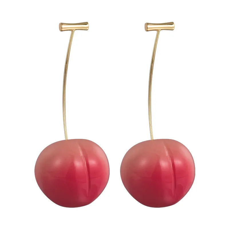 Acrylic peach fruit earrings with copper posts in small and large size options