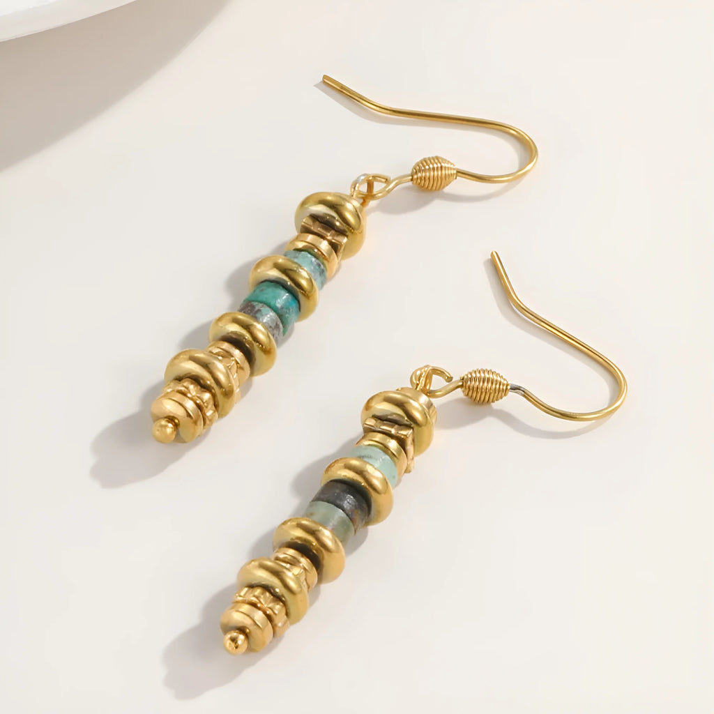 Geometric retro-style dangle earrings made from 18K titanium steel, colour SE22101520.