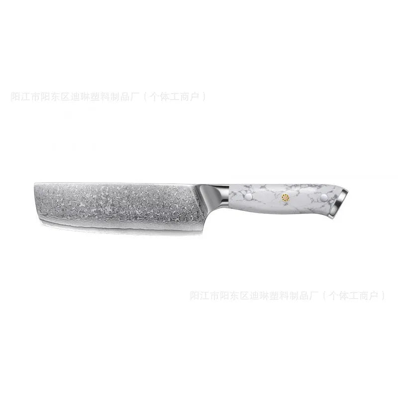Damascus pattern VG10 steel chef's knife with 21cm blade and 11cm handle, total length 32cm