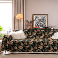 American country style jacquard patterned sofa cover in polyester cotton fabric on a sofa.