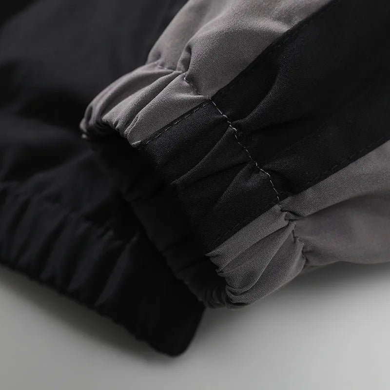 Men's black casual jacket with contrast stitching and side seam pockets