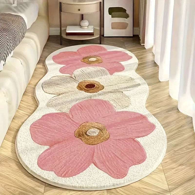 Flower shaped cashmere bedside blanket with cartoon alien design in polyester fibre