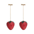 Geometric strawberry earrings with spot drill design in zinc alloy, showing colour variations