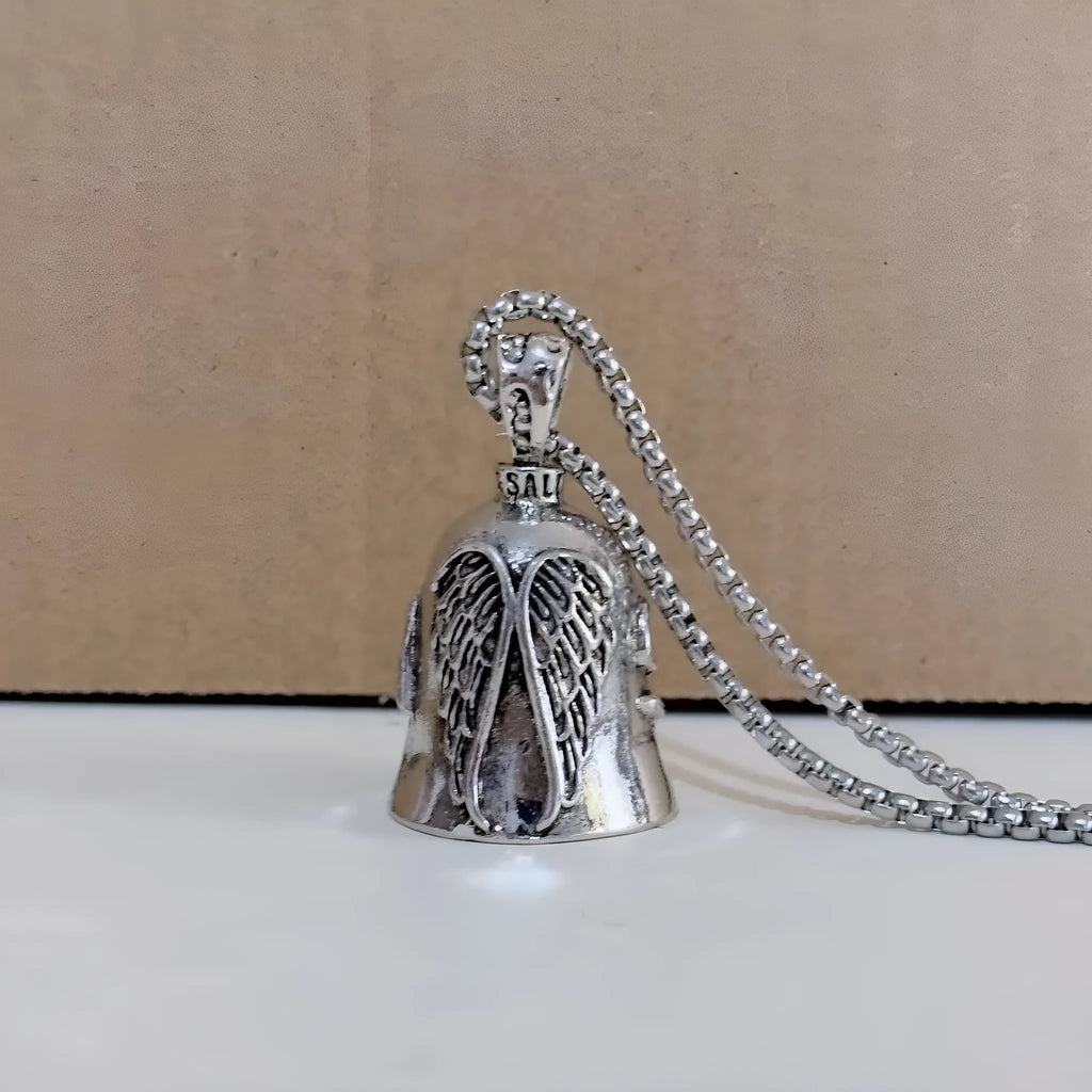 Vintage white angel feather pendant on alloy keychain and necklace.