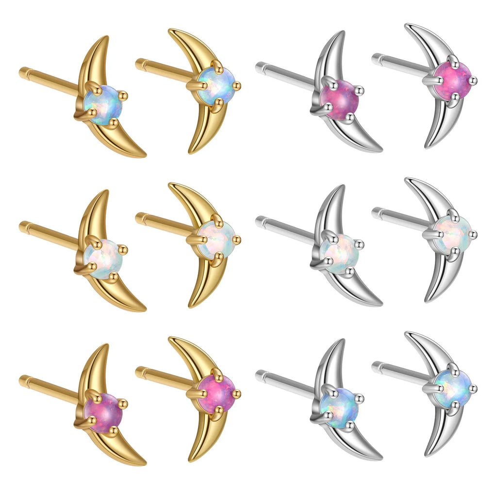 Geometric shaped 925 silver women's earrings with electroplated finish and coloured stone detail.