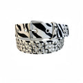 Women's punk fashion belt with metal rivets in leopard print pattern and alloy buckle