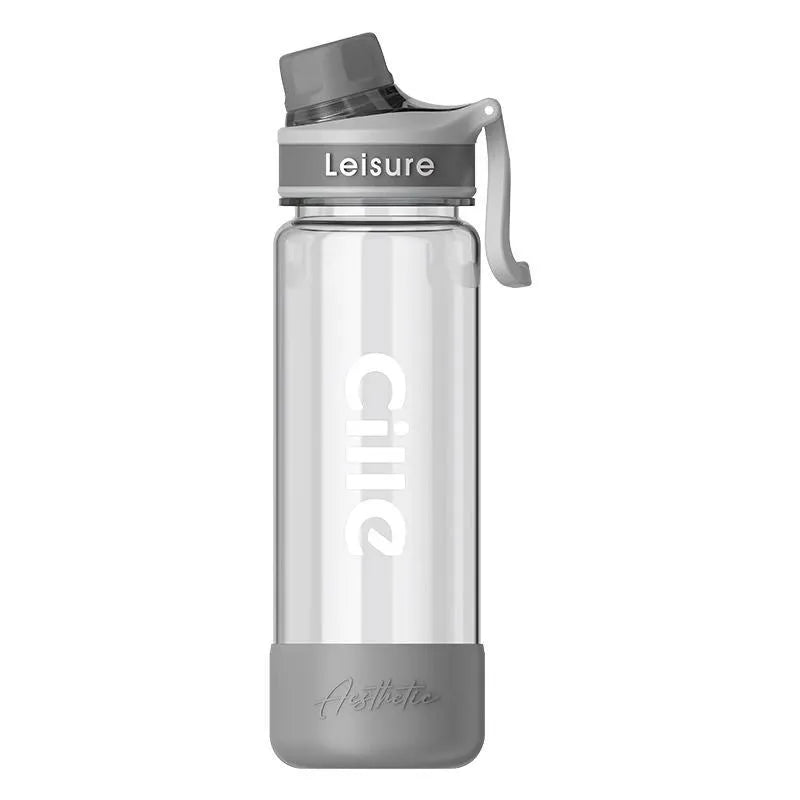 Cartoon pattern heat-resistant plastic straw cup in grey, green, or pink, showing 520ml, 780ml, and 1000ml size options.
