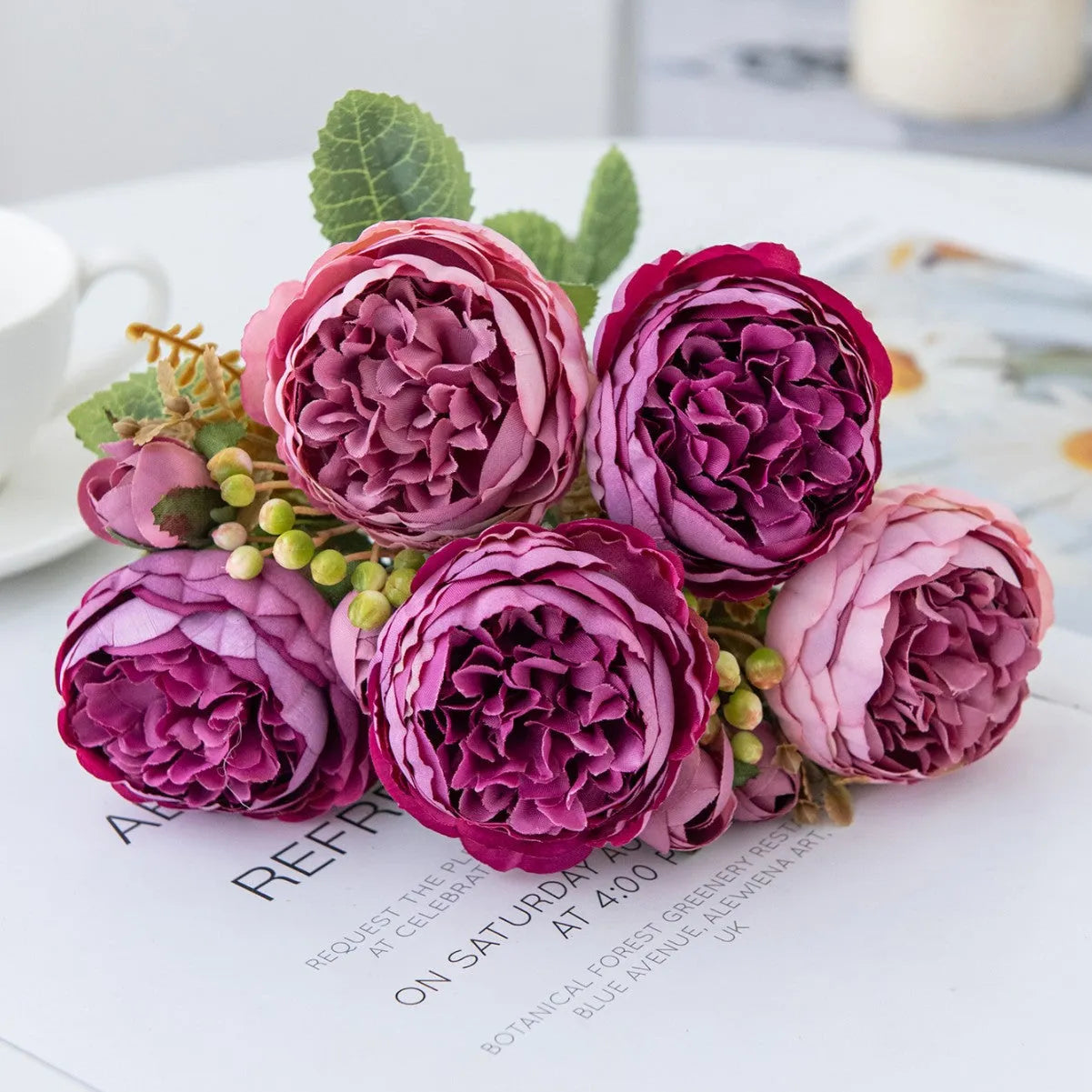Artificial peony silk flower bouquet in multiple colours for wedding and home decoration