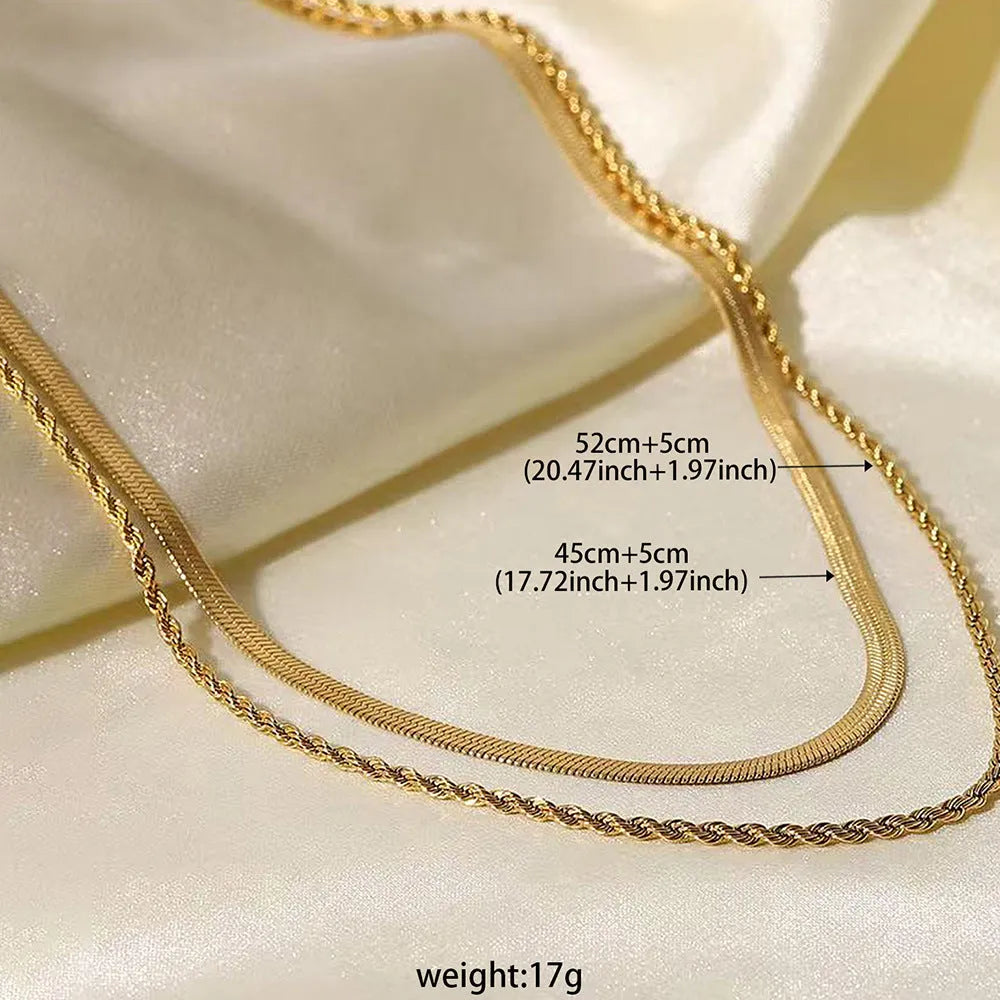 Adjustable double-layer twist necklace with titanium steel pendant and stainless steel chain