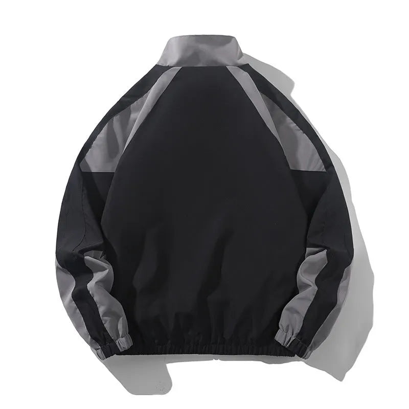 Men's black casual jacket with contrast stitching and side seam pockets