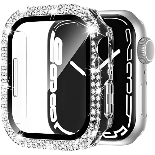 Apple Watch case with double diamond glass screen protector and flip-up privacy cover in multiple colour options