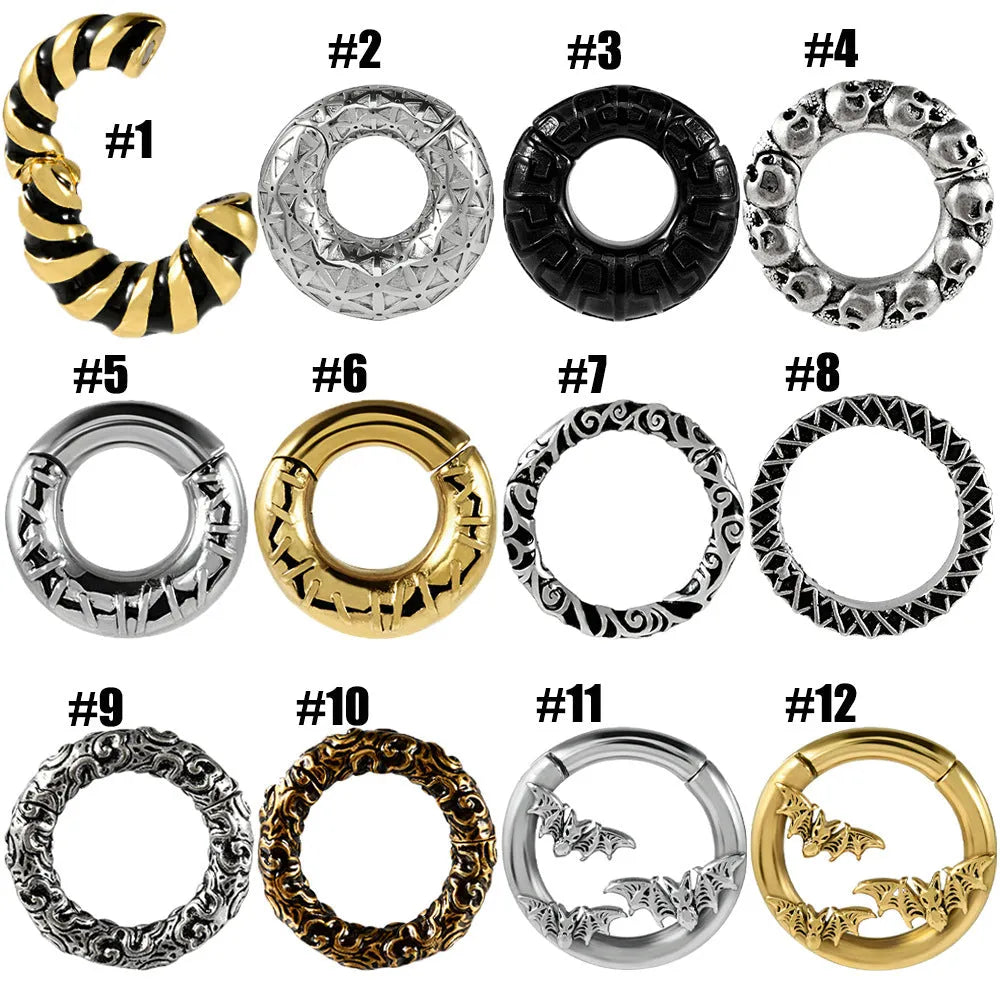 Stainless steel fashion earrings with totem pattern design in electroplated finish showing colour variation options