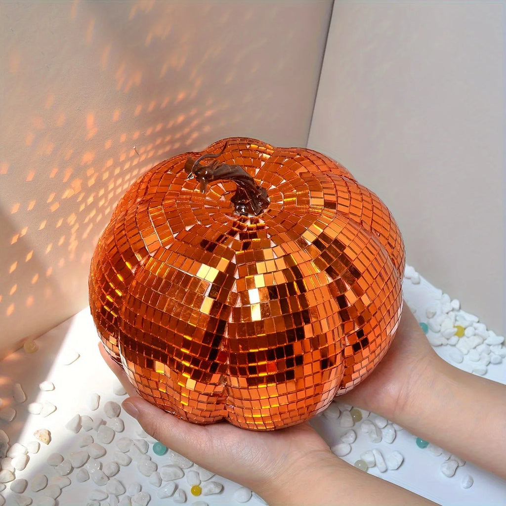 Glass pumpkin Halloween decoration with Chinese-style design and mirror finish
