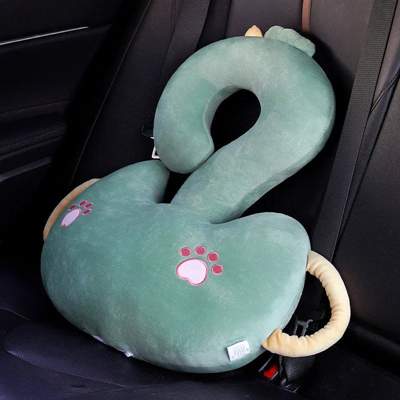 Cartoon animal cushion pillow with question mark design and hugging arms, 65cm square size