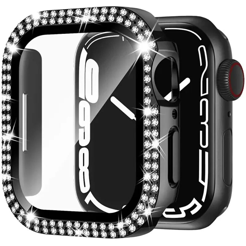 Apple Watch case with double diamond glass screen protector and flip-up privacy cover in multiple colour options