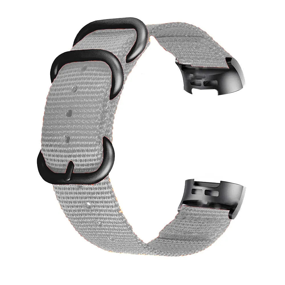Army Green nylon three-ring buckle replacement strap for Fitbit Charge fitness trackers