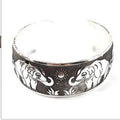 Ethnic Miao silver carved open bracelet with Roman shape in antique turtle colour