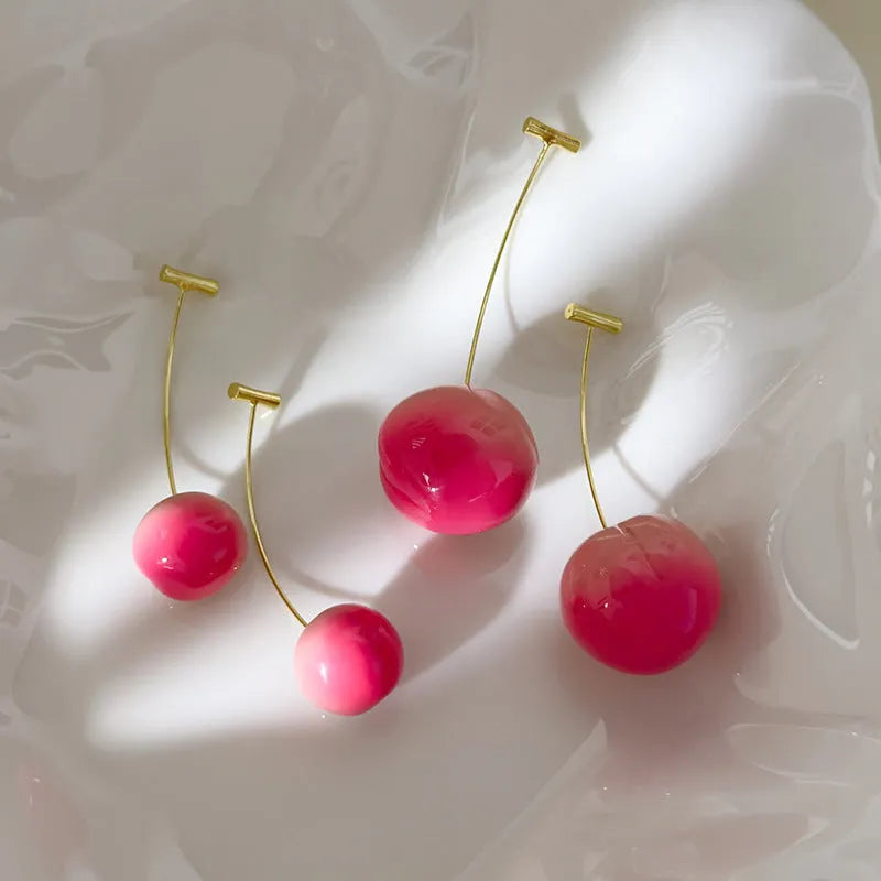 Acrylic peach fruit earrings with copper posts in small and large size options