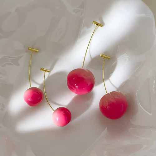 Acrylic peach fruit earrings with copper posts in small and large size options