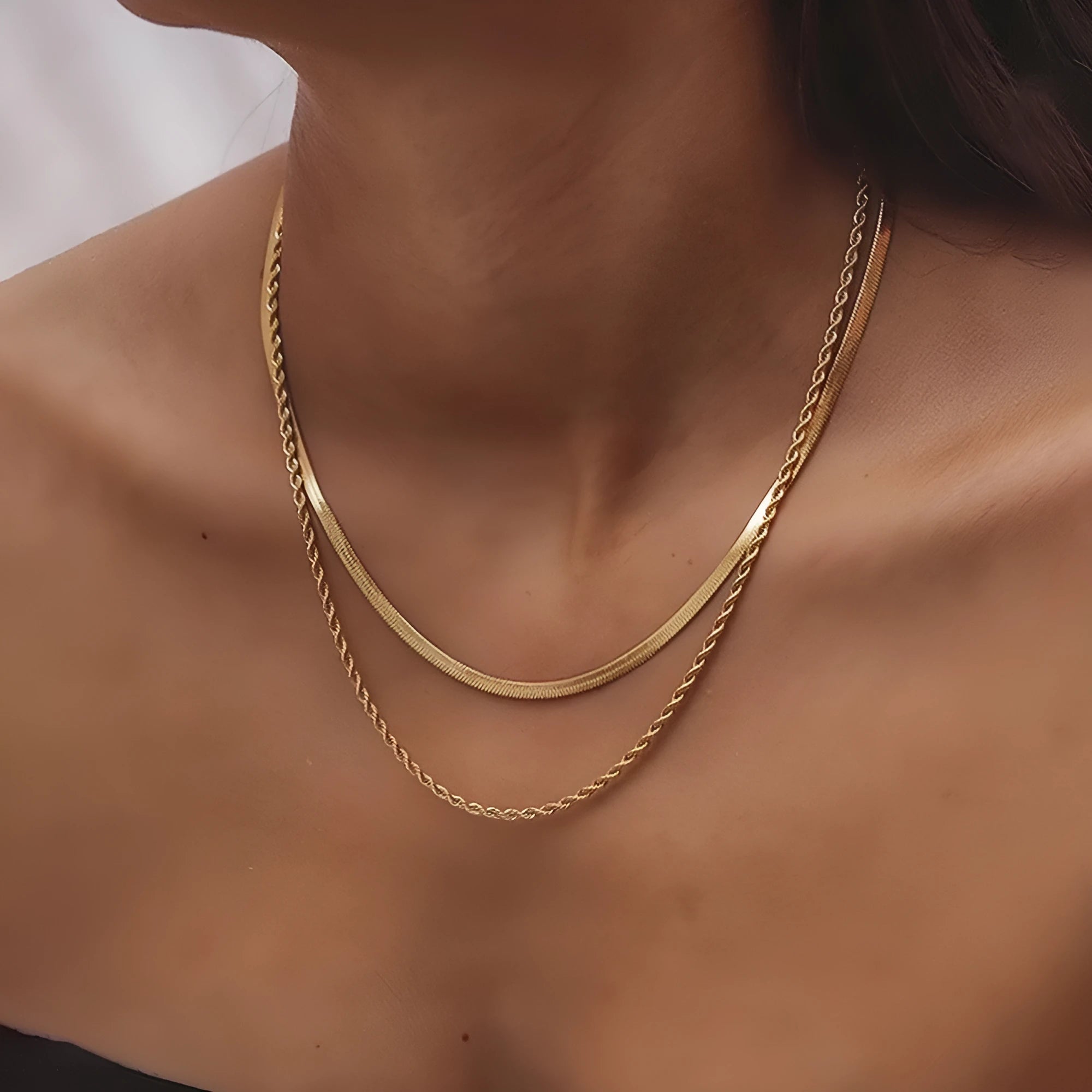 Adjustable double-layer twist necklace with titanium steel pendant and stainless steel chain