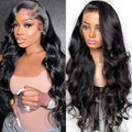 Black big wave lace wig head cover on display showing full texture and lace base construction