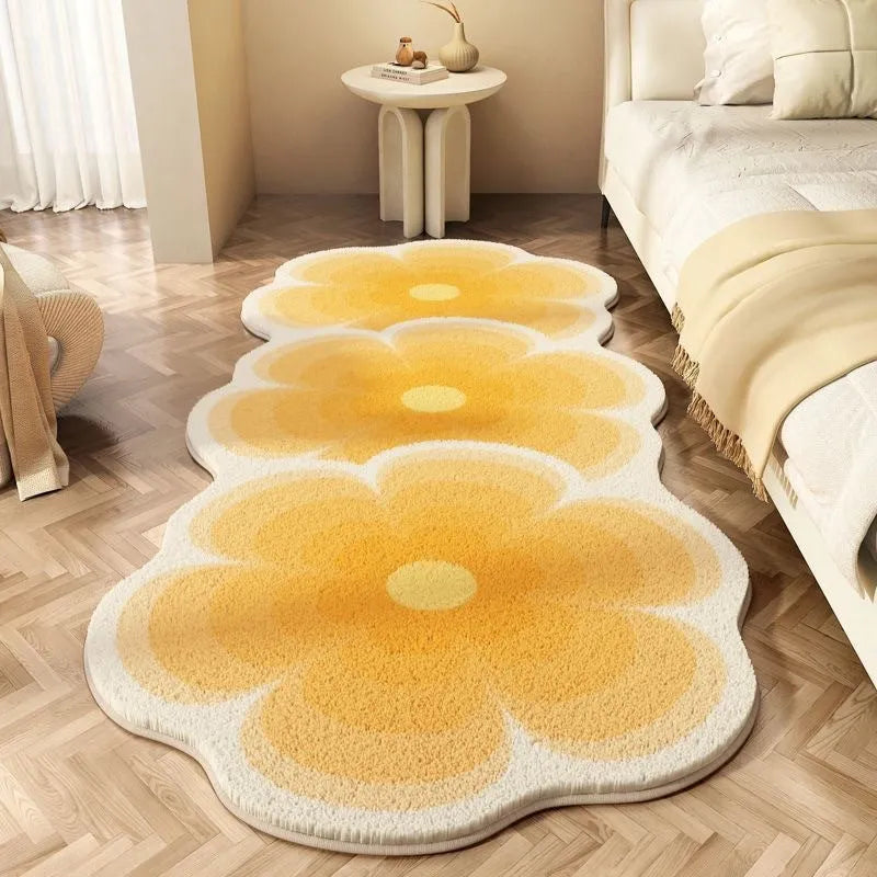 Flower shaped cashmere bedside blanket with cartoon alien design in polyester fibre